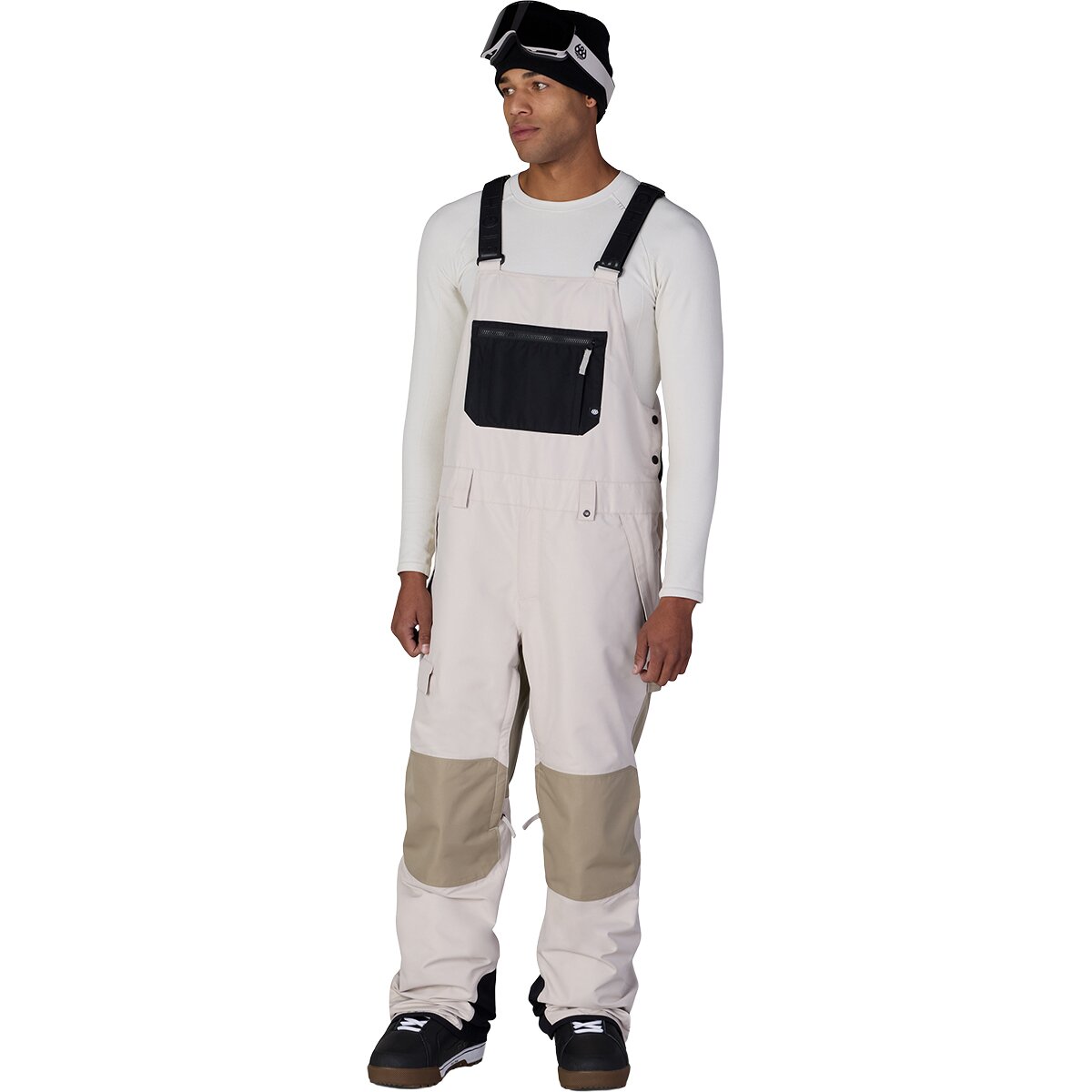 Image of 686 Hot Lap Insulated Bib - Men's Limestone Khaki Colorblock, M