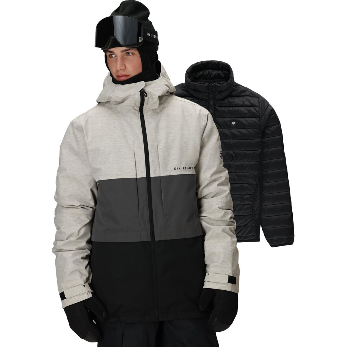 Image of 686 Smarty 3-in-1 Form Jacket - Men's White Heather Colorblock, XL