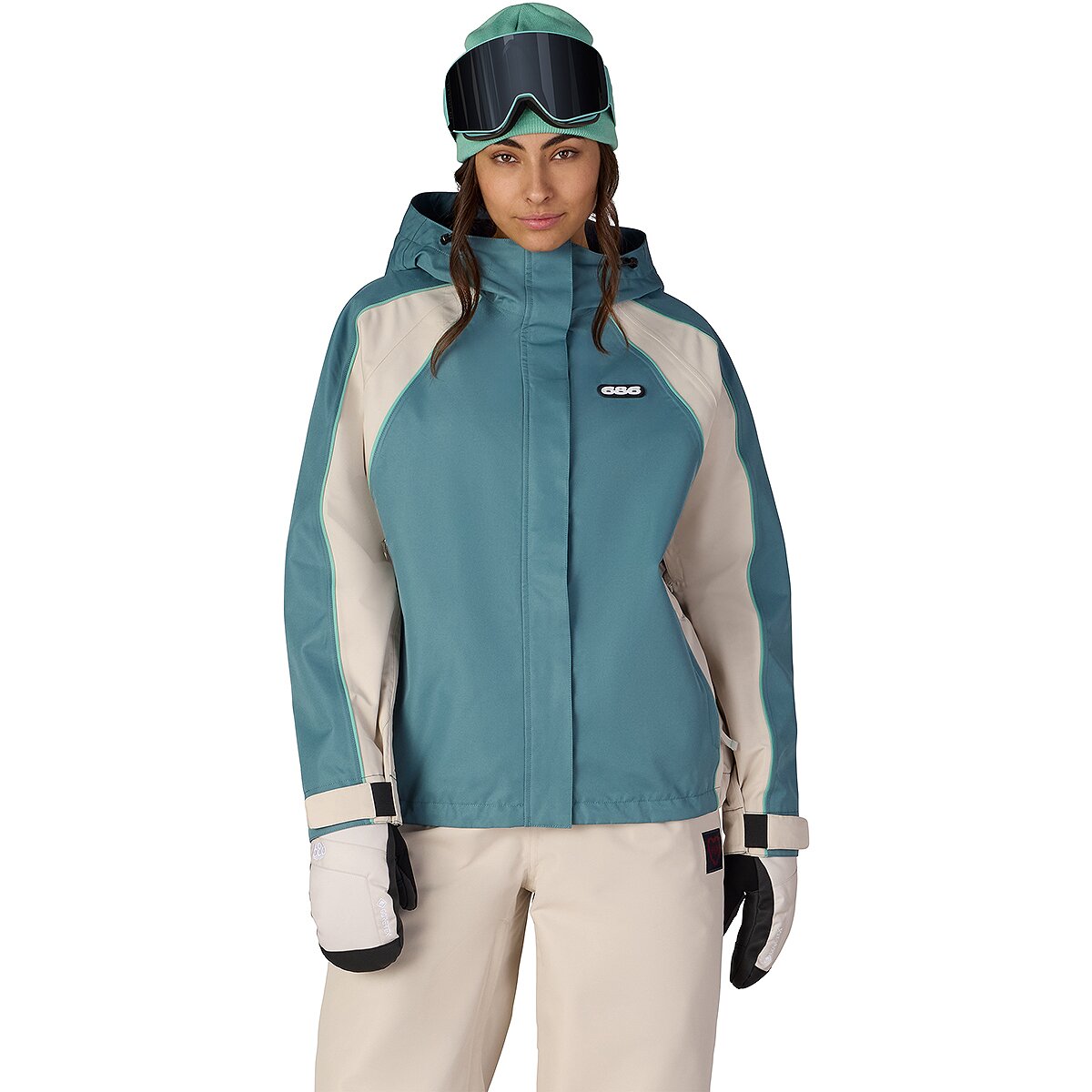 Image of 686 Hologram Shell Jacket - Women's Pale Firn Colorblock, M