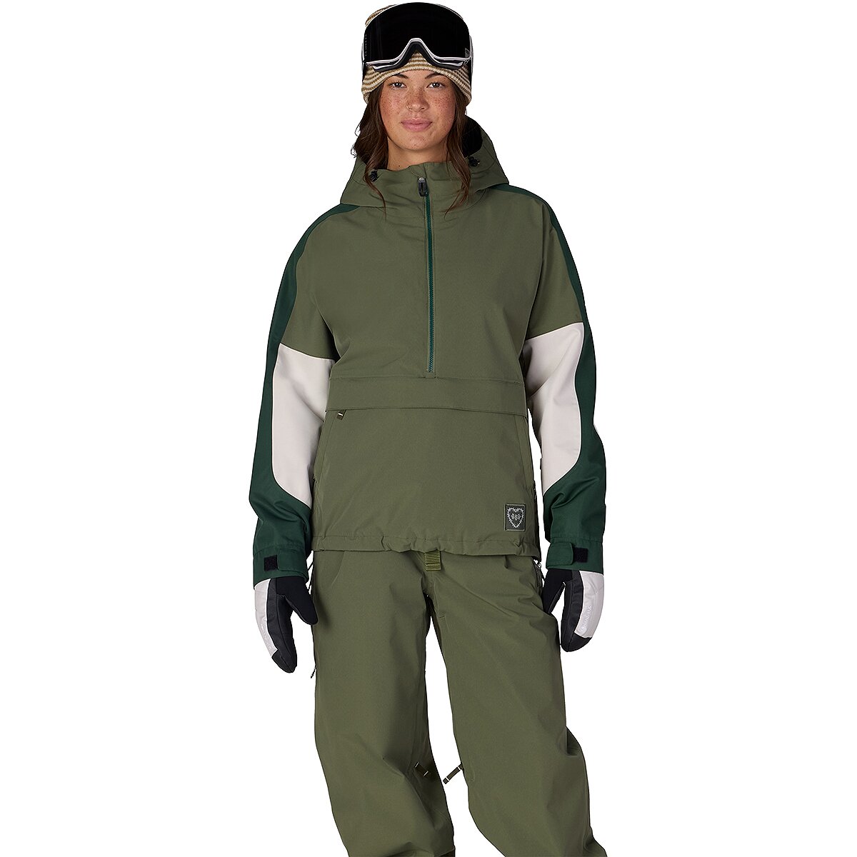 Image of 686 Outline Shell Anorak - Women's Fatigue Green Colorblock, XS