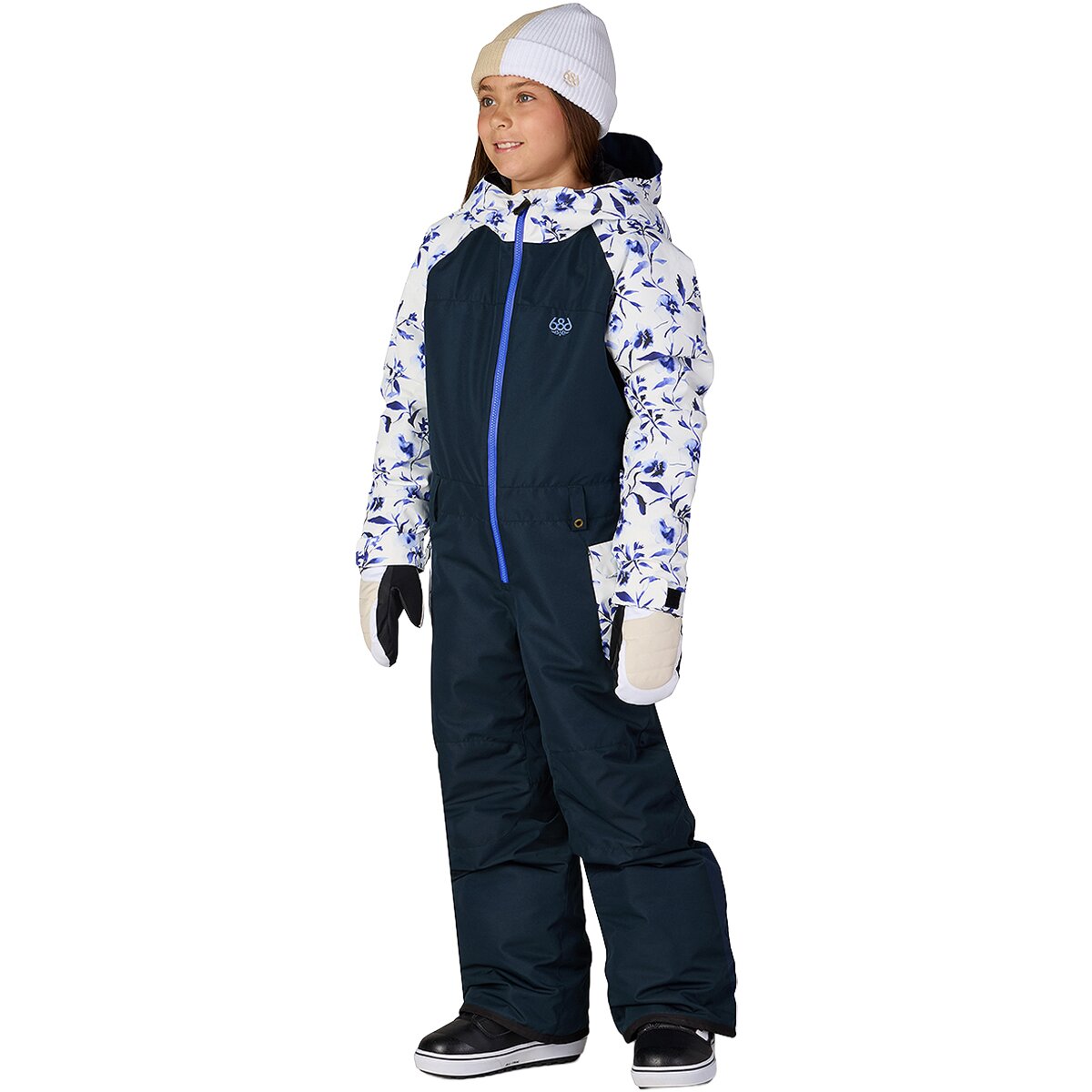 Image of 686 Shine Insulated One-Piece - Girls' Blue Porcelain Colorblock, M