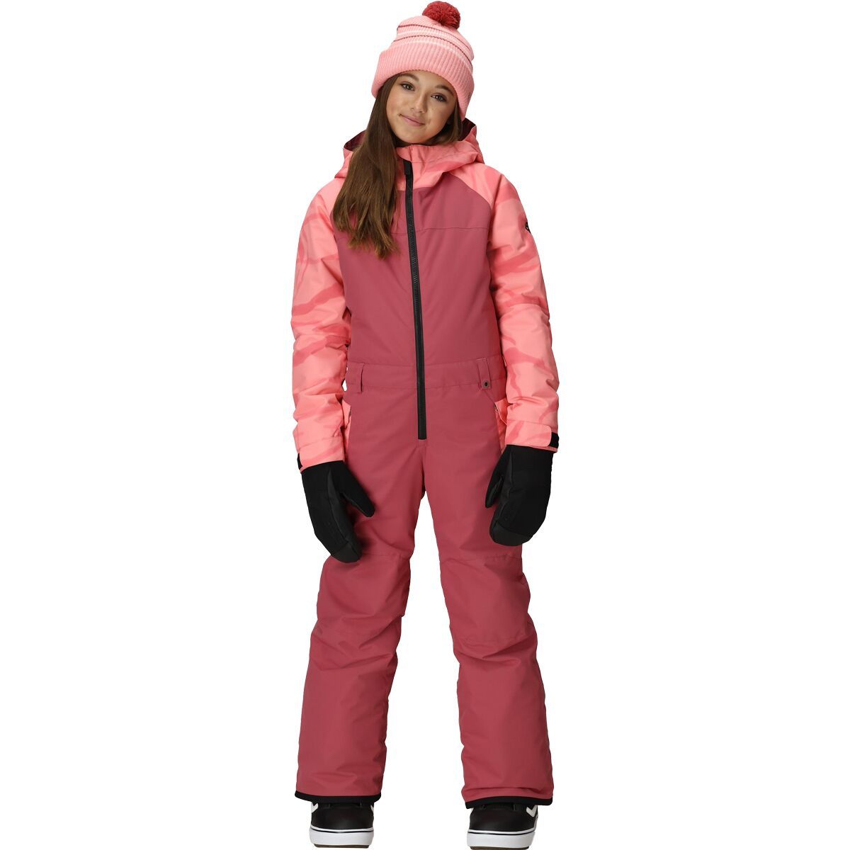 Image of 686 Shine Insulated One-Piece - Girls' Rosewood Colorblock, XL
