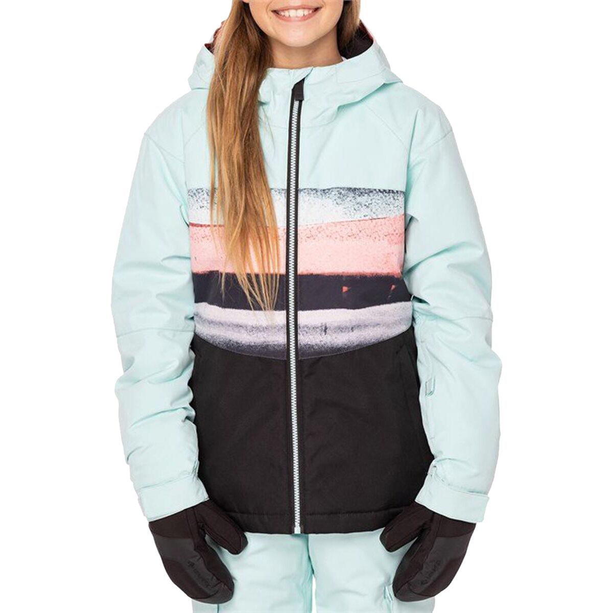 686 Athena Insulated Jacket 2023 - Girls' Icy Blue Snst Strp Clrblk, L