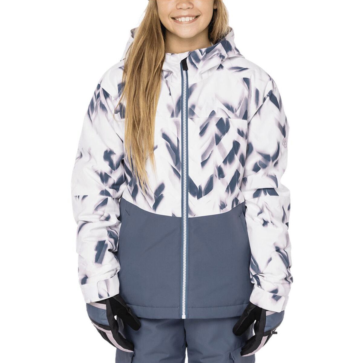 Image of 686 Athena Insulated Jacket 2023 - Girls' White Herringbn Clrblk, S