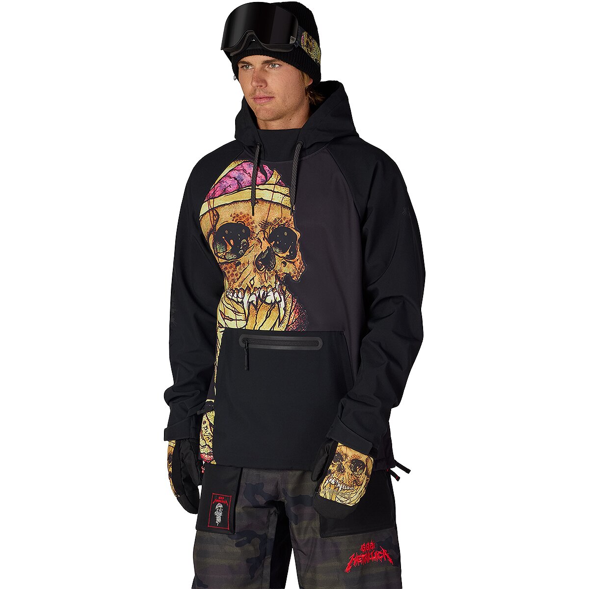 Image of 686 x Metallica Waterproof Hooded Jacket - Men's Metallica Black Pushead, XXL
