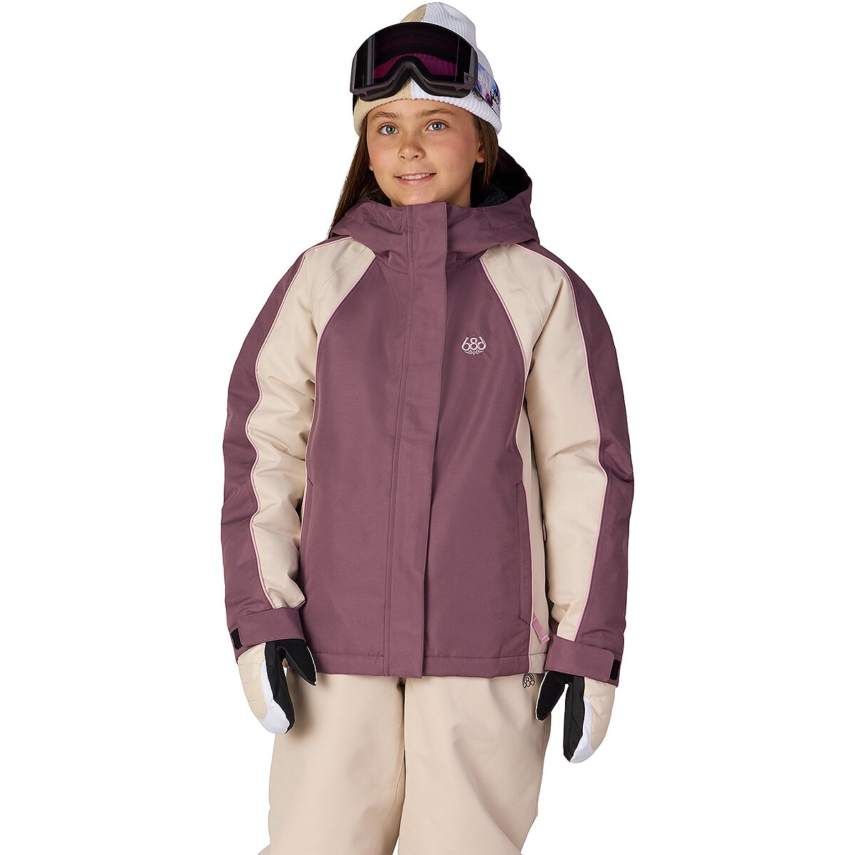 Image of 686 Hologram Insulated Jacket - Girls' Black Plum Colorblock, S