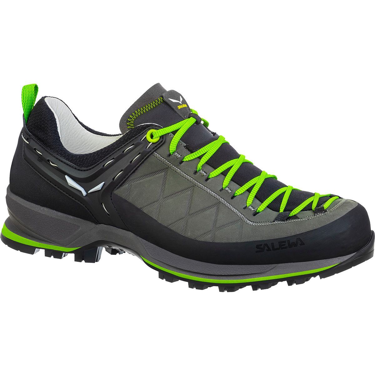 Salewa Mountain Trainer 2 Leather Hiking Shoe - Men's Smoked/Fluo Green, 14.0