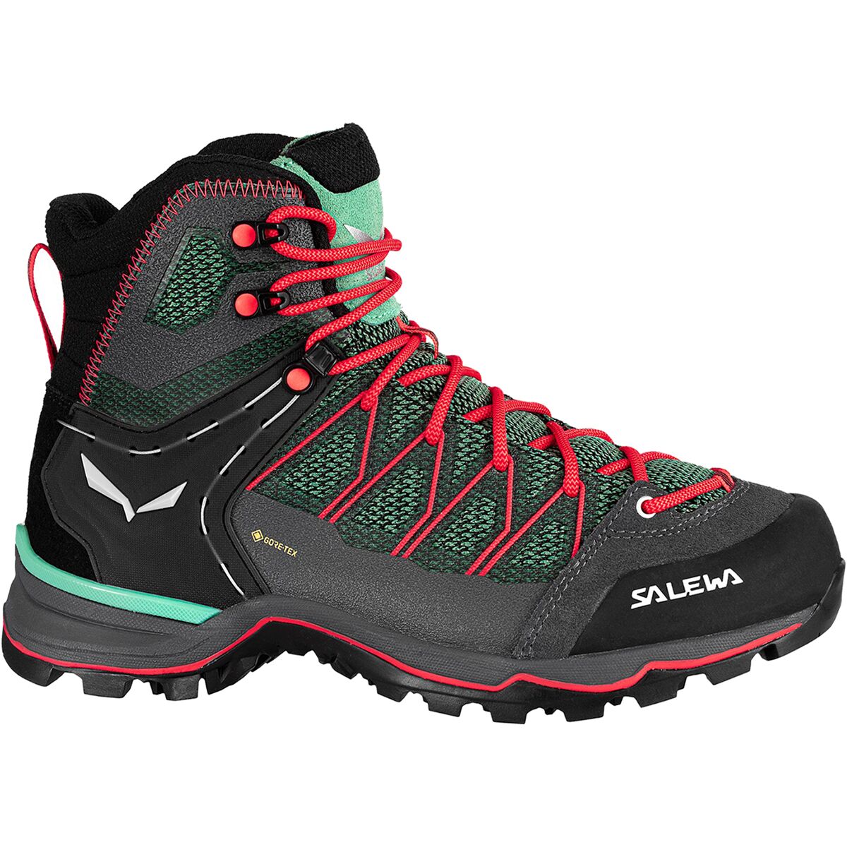 Image of Salewa Mountain Trainer Lite Mid GTX Hiking Boot - Women's Feld Green/Fluo Coral, 8.0