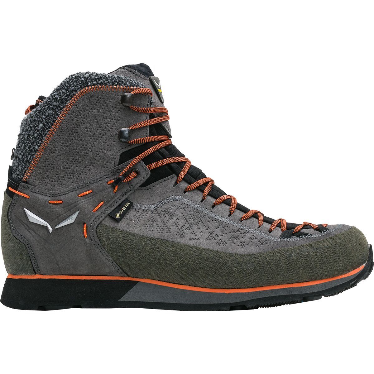 Salewa MTN Trainer2 Winter Mid GTX Boot - Men's Grey/Fluo Orange, 12.0