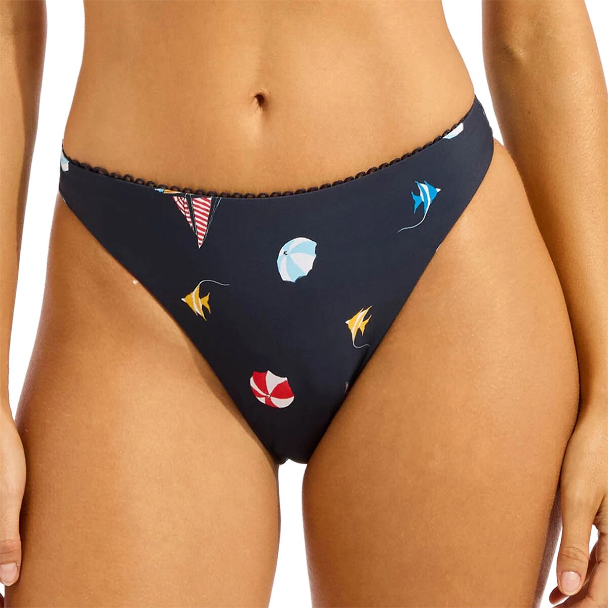 Image of Seafolly Beach Club High Leg Bikini Bottom - Women's True Navy, US 6/AU 10