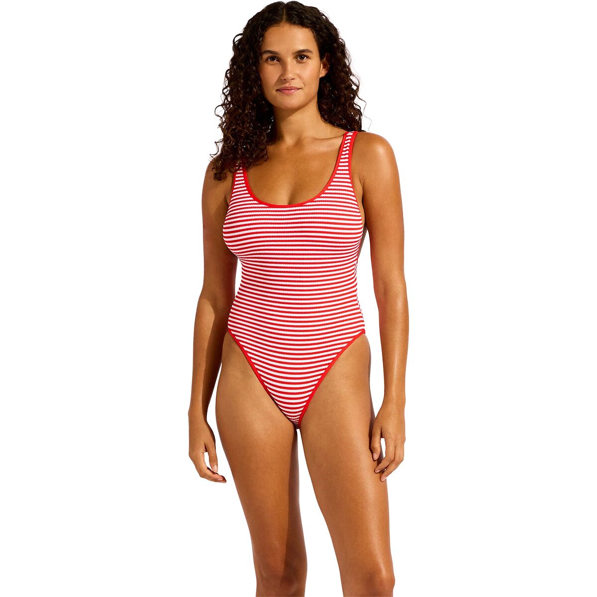 Image of Seafolly Clubhouse Retro One-Piece Swimsuit - Women's Flame, US 12/AU 16