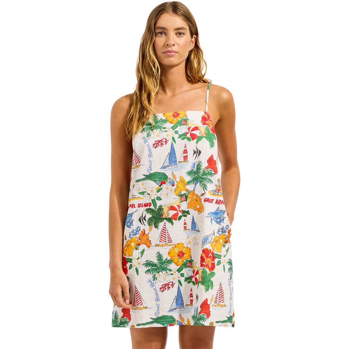 Image of Seafolly Viva Vacation Bandeau Mini Dress - Women's Powder Blue, M