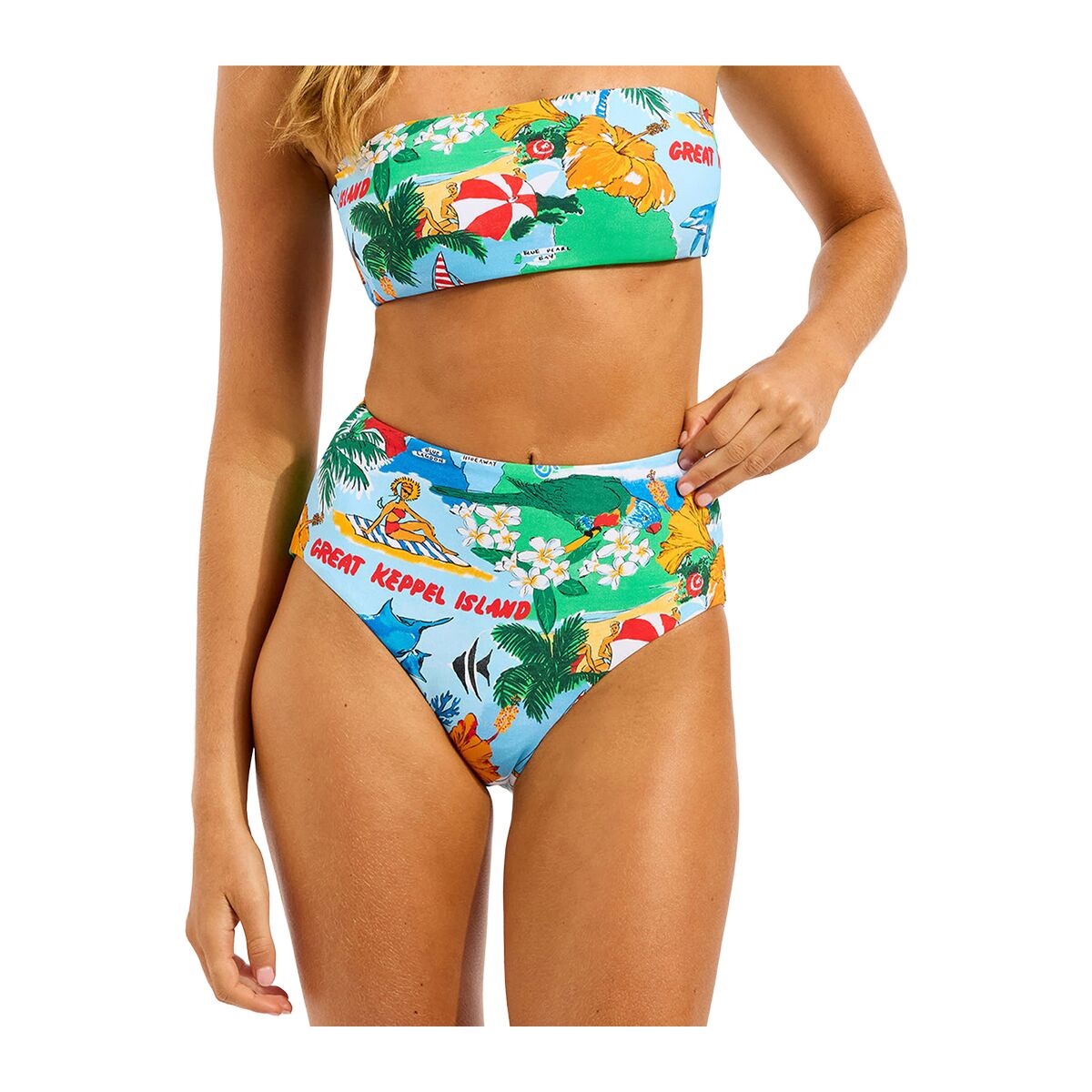 Image of Seafolly Viva Vacation High Waisted Pant - Women's Powder Blue, US 6/AU 10