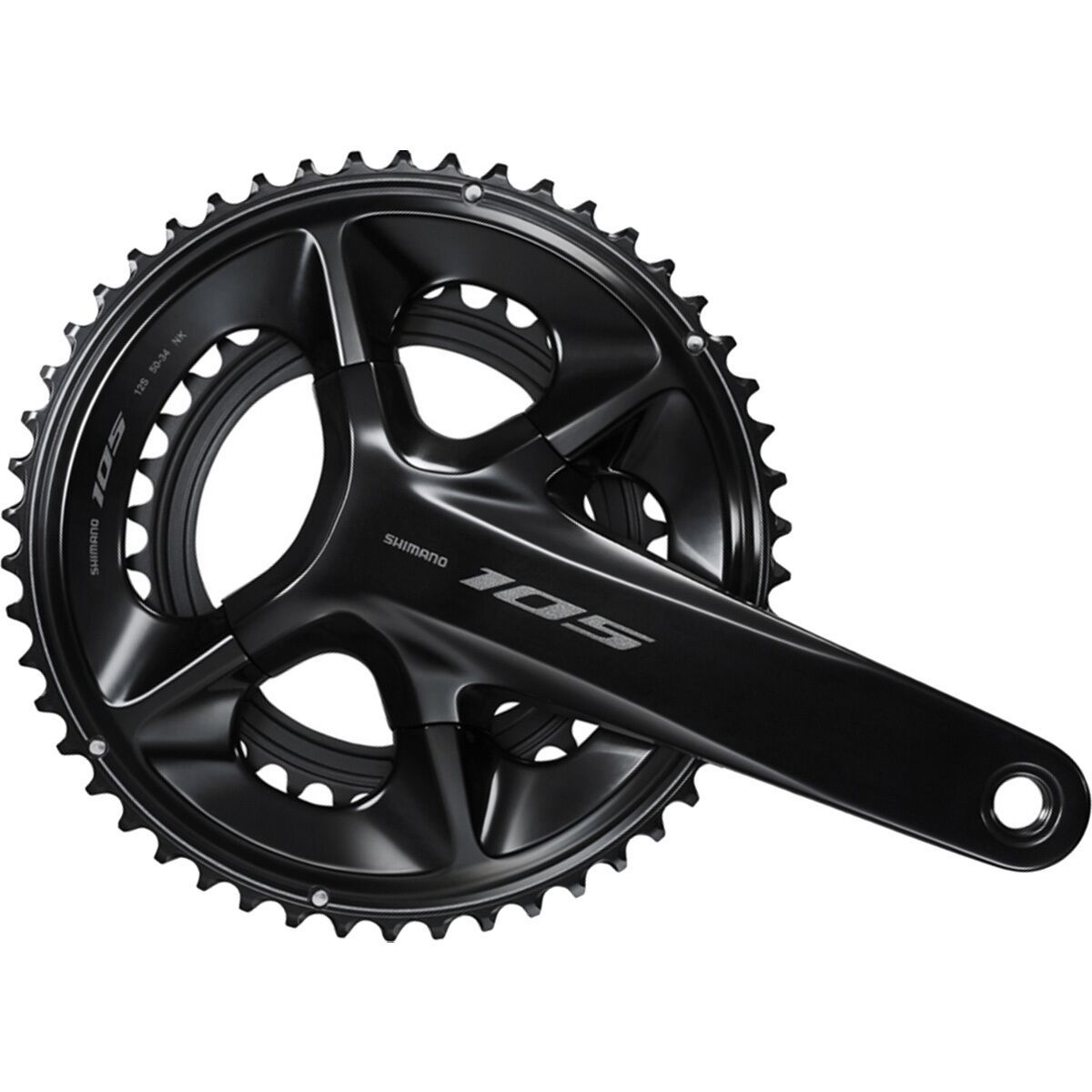 Image of Shimano 105 FC-R7100 12-Speed Crankset Black, 175mm, 50-34T