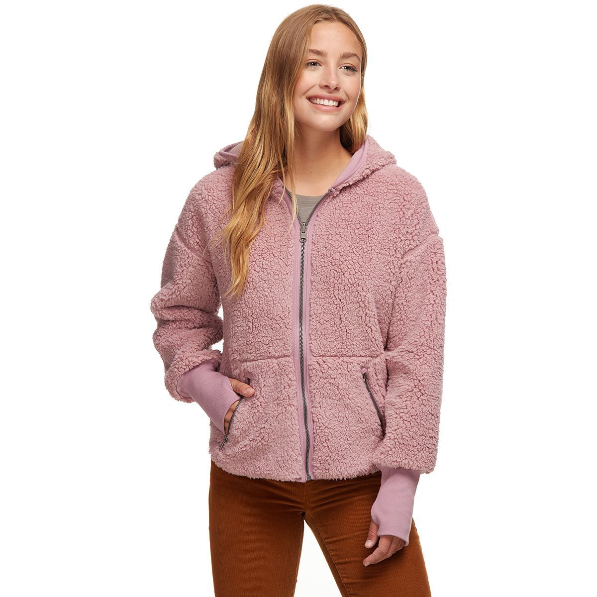 womens hooded sherpa
