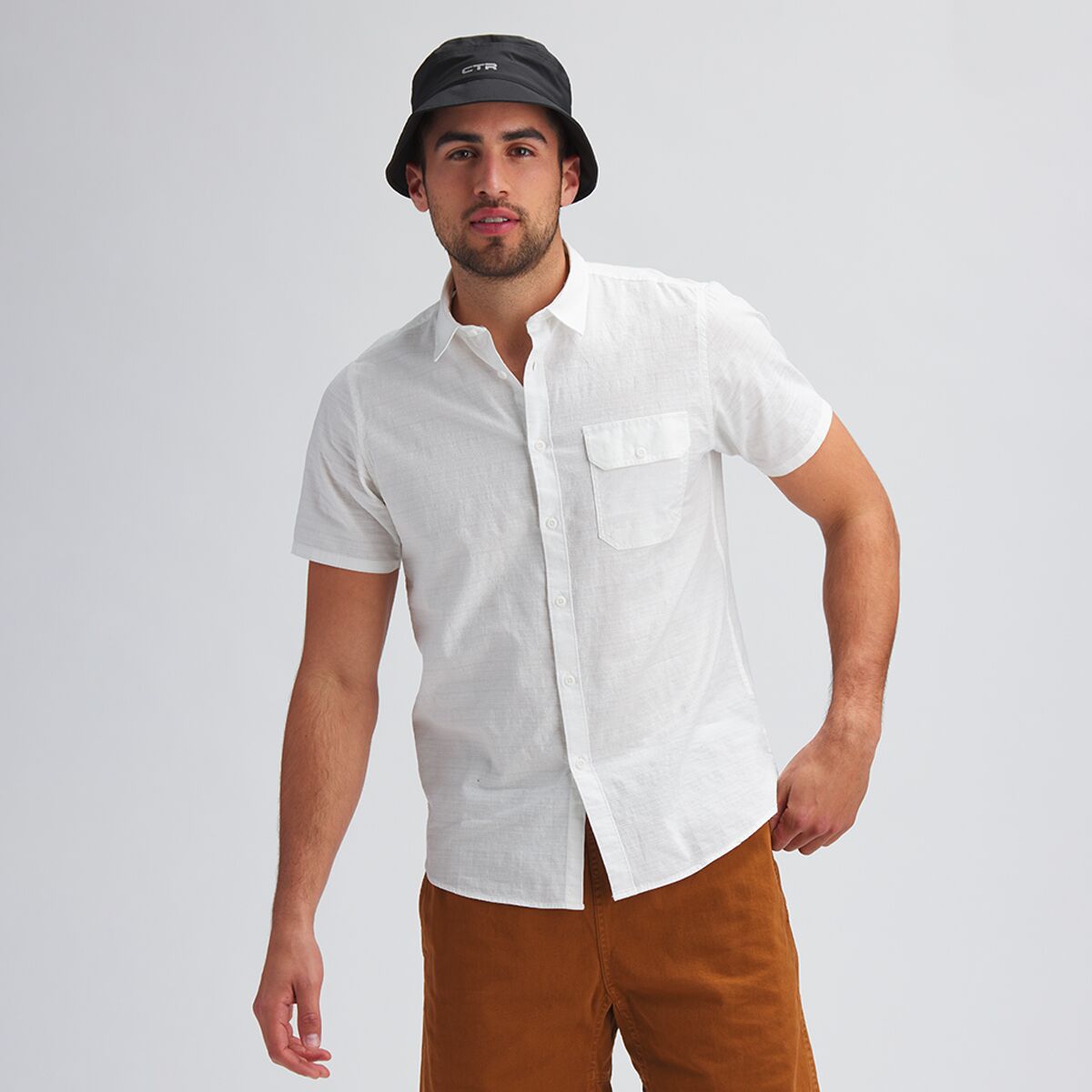 Stoic Solid Texture Short-Sleeve Button 