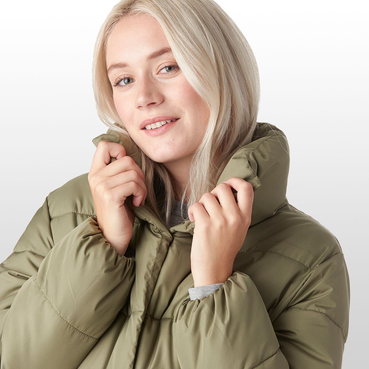 Stoic Short Puffer Jacket Womens Olive S