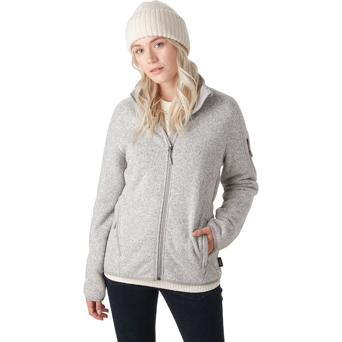 Stoic Sweater Fleece Jacket - Women's Satin Silver, XL