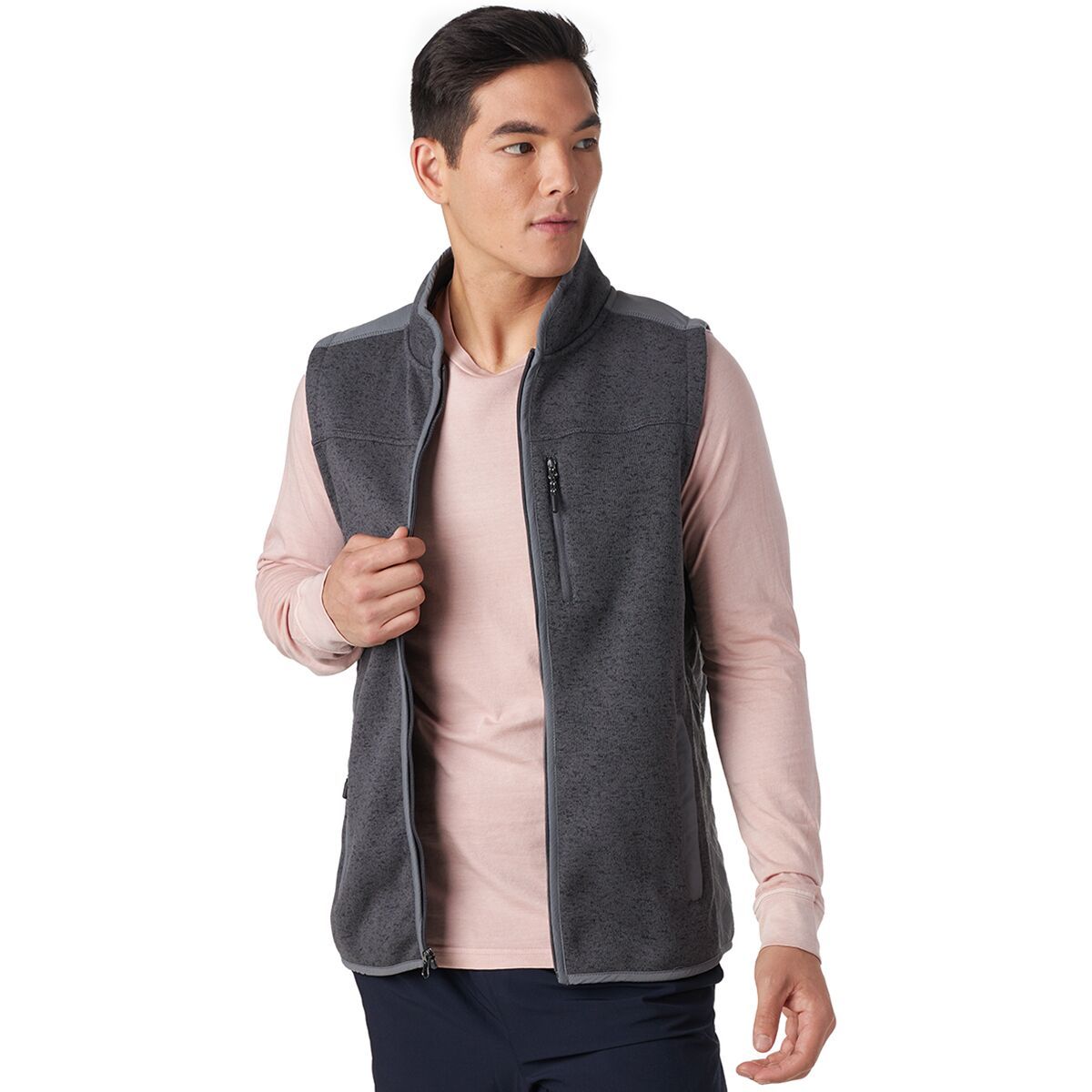 stoic nylon yoke sweater fleece jacket