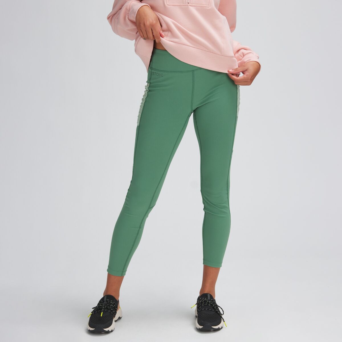 Stoic 7/8 Color Block Tight - Past Season - Women's Dark Ivy & Celadon Green, S