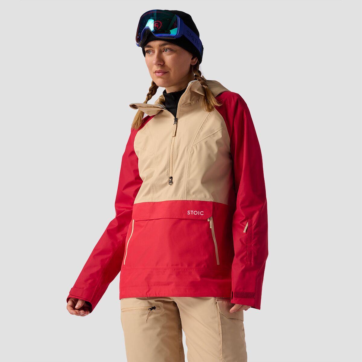 Stoic Shell Anorak - Women's Pebble/Lollipop/Jester Red, XS