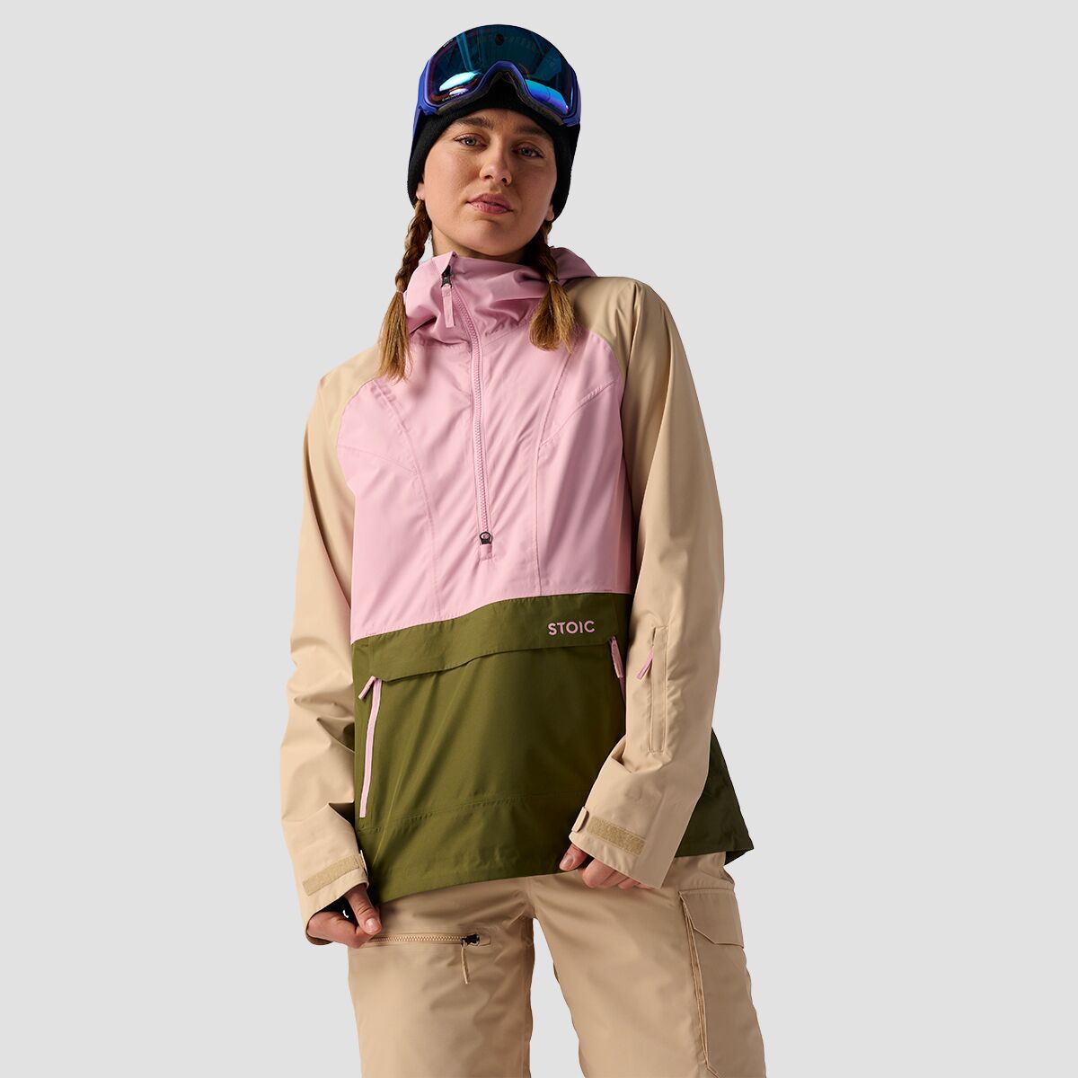 Stoic Shell Anorak - Women's Pink Nectar/Pebble/Olive Night, XS