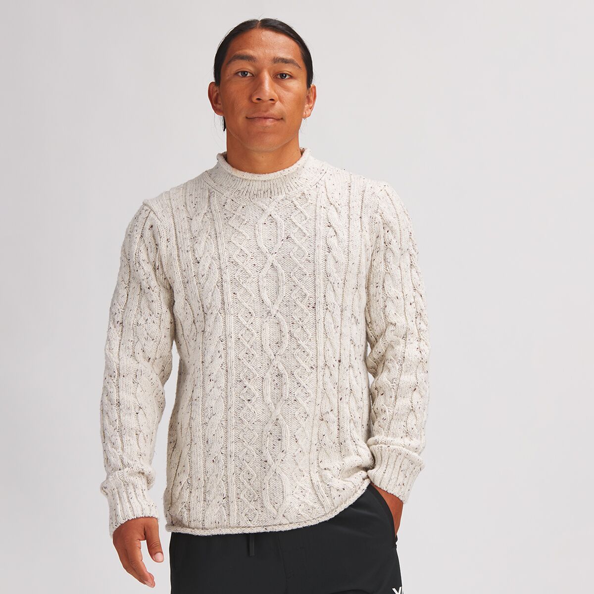Stoic Cableknit Roll Neck Sweater - Men's Oatmeal, XS