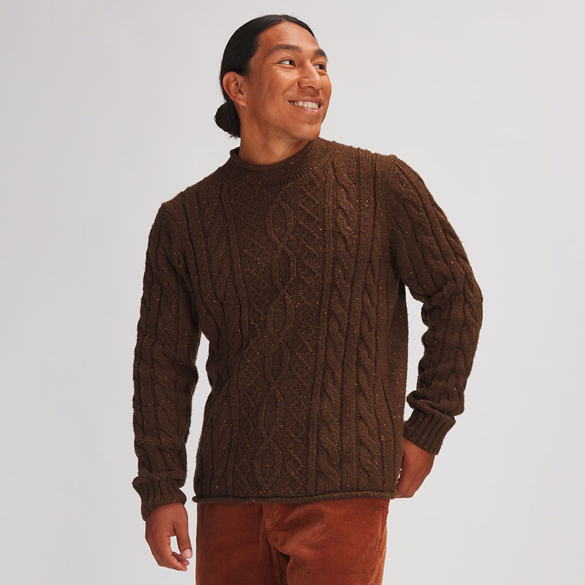 Stoic Cableknit Roll Neck Sweater - Men's Tortoise Shell, M