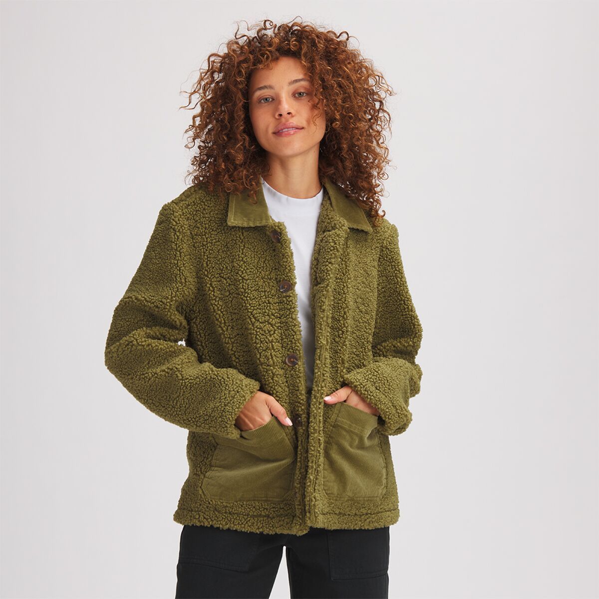 Stoic MTN Sherpa Corduroy Chore Coat - Women's Olive Branch, M