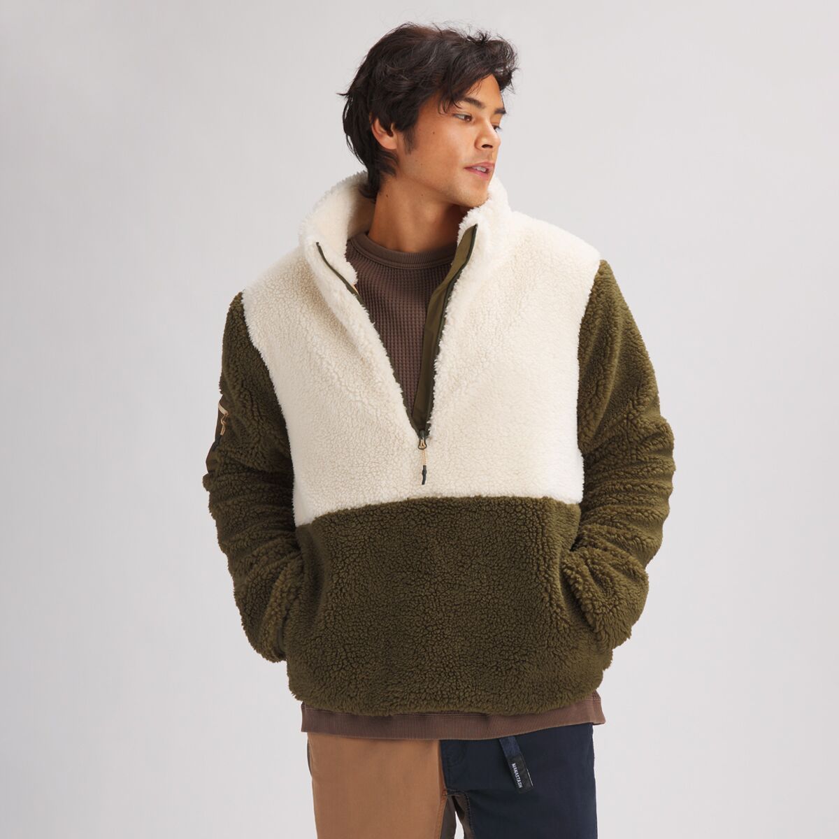 Stoic MTN 1/2-Zip Sherpa Pullover - Men's Olive Night, L
