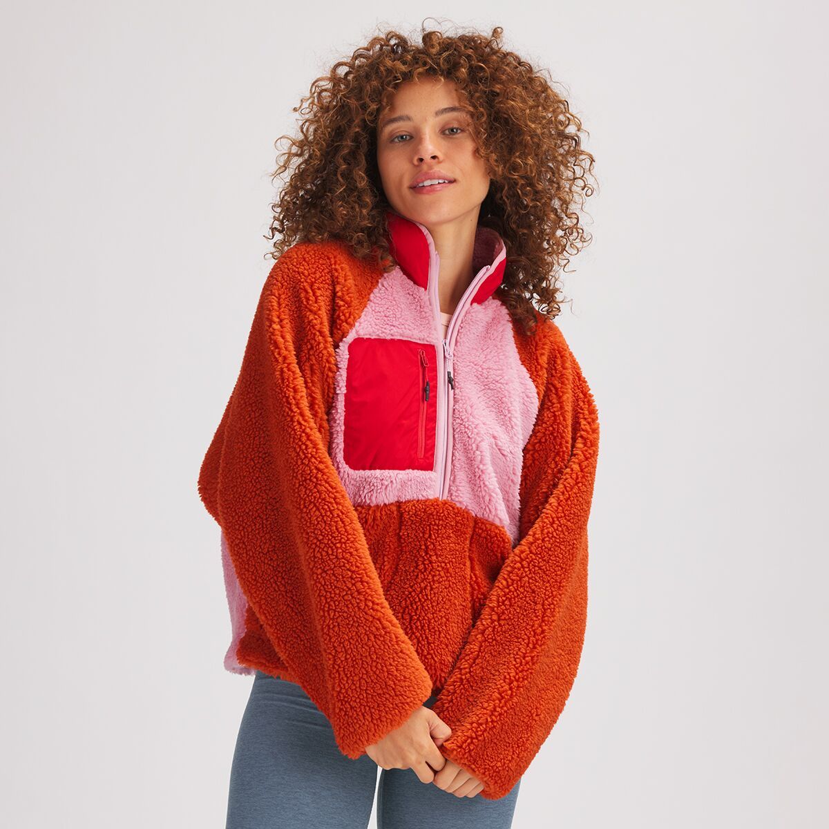 Stoic MTN 1/2-Zip High Pile Fleece Pullover - Women's Pink Nectar/Rust/Lollipop, XS
