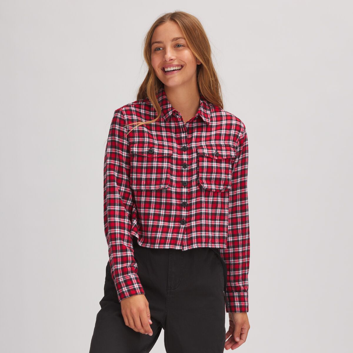 Image of Stoic Daily Crop Flannel - Women's Checker Plaid, L