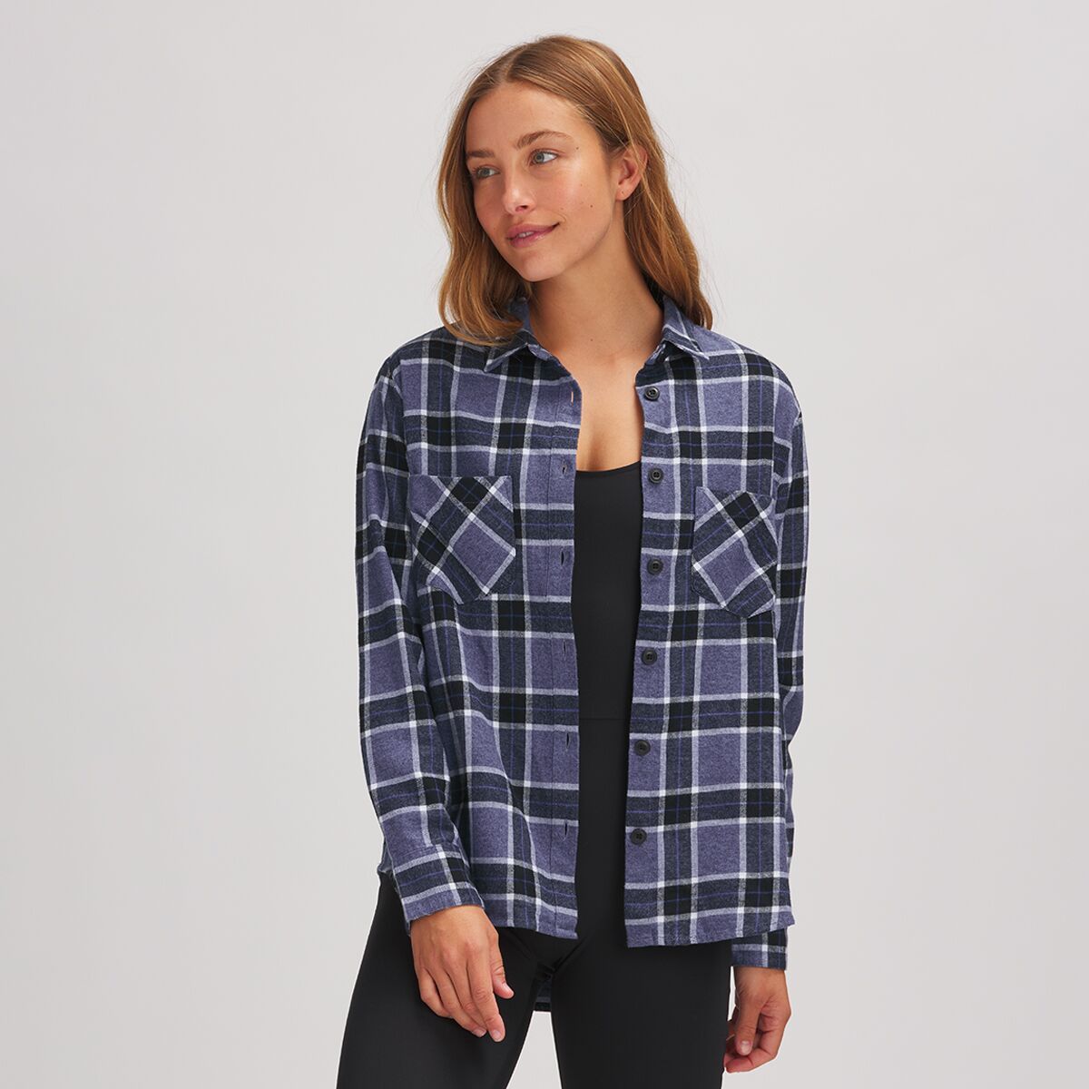 Stoic Daily Flannel - Women's Blue Plaid, L