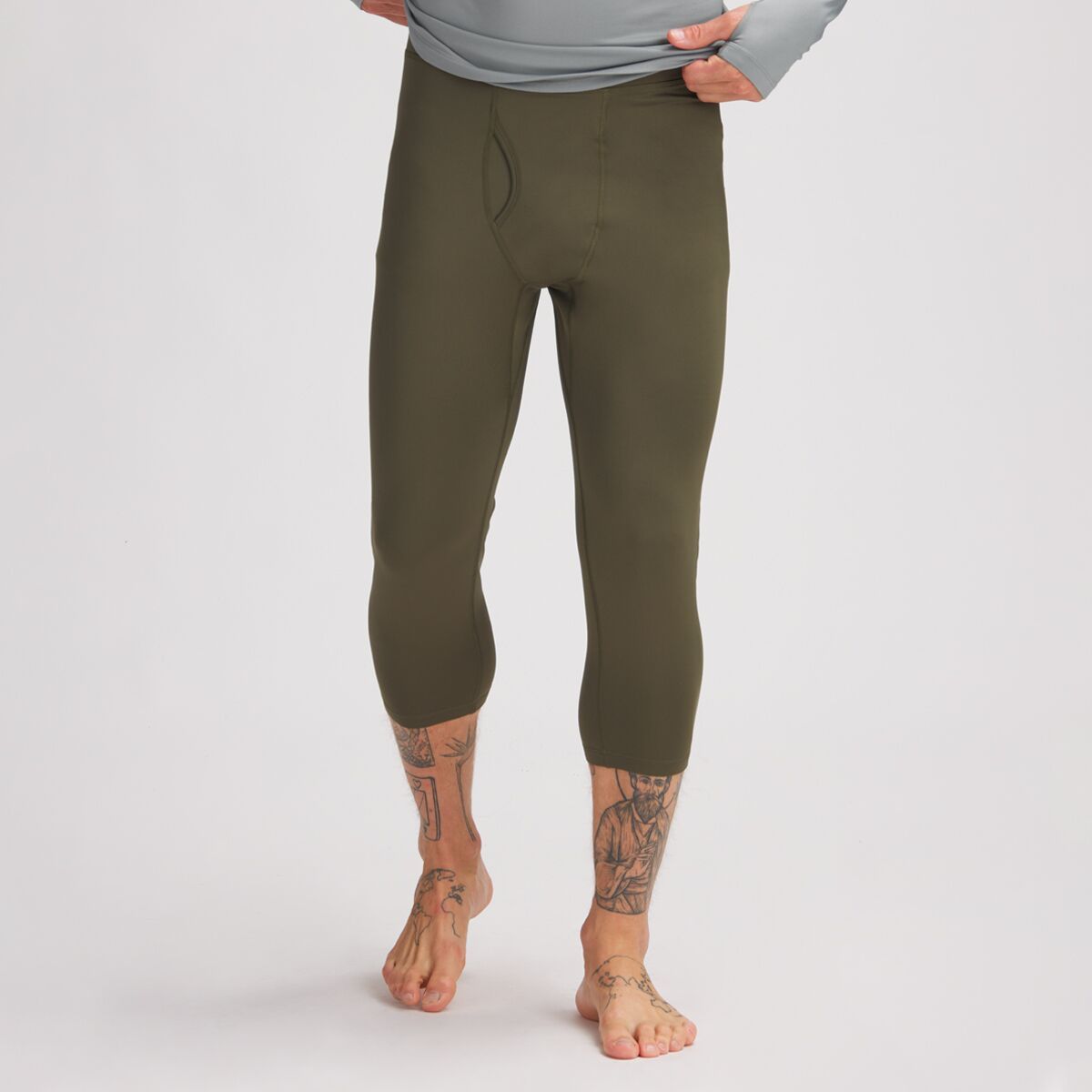 Stoic Lightweight Poly Calf-Length Baselayer Bottom - Men's Olive Night, S