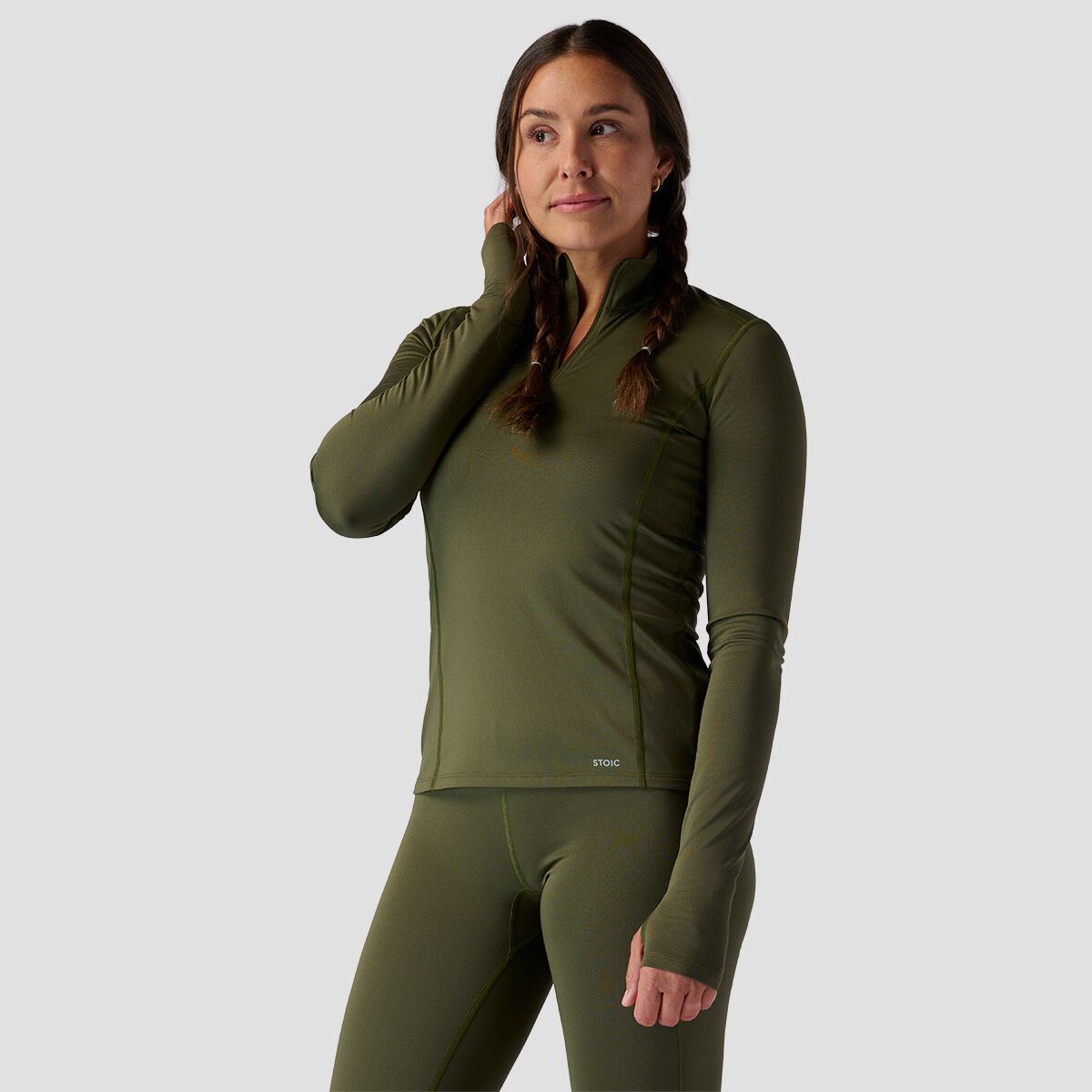 Stoic Lightweight Poly 1/4-Zip Baselayer Top - Women's Olive Night, M