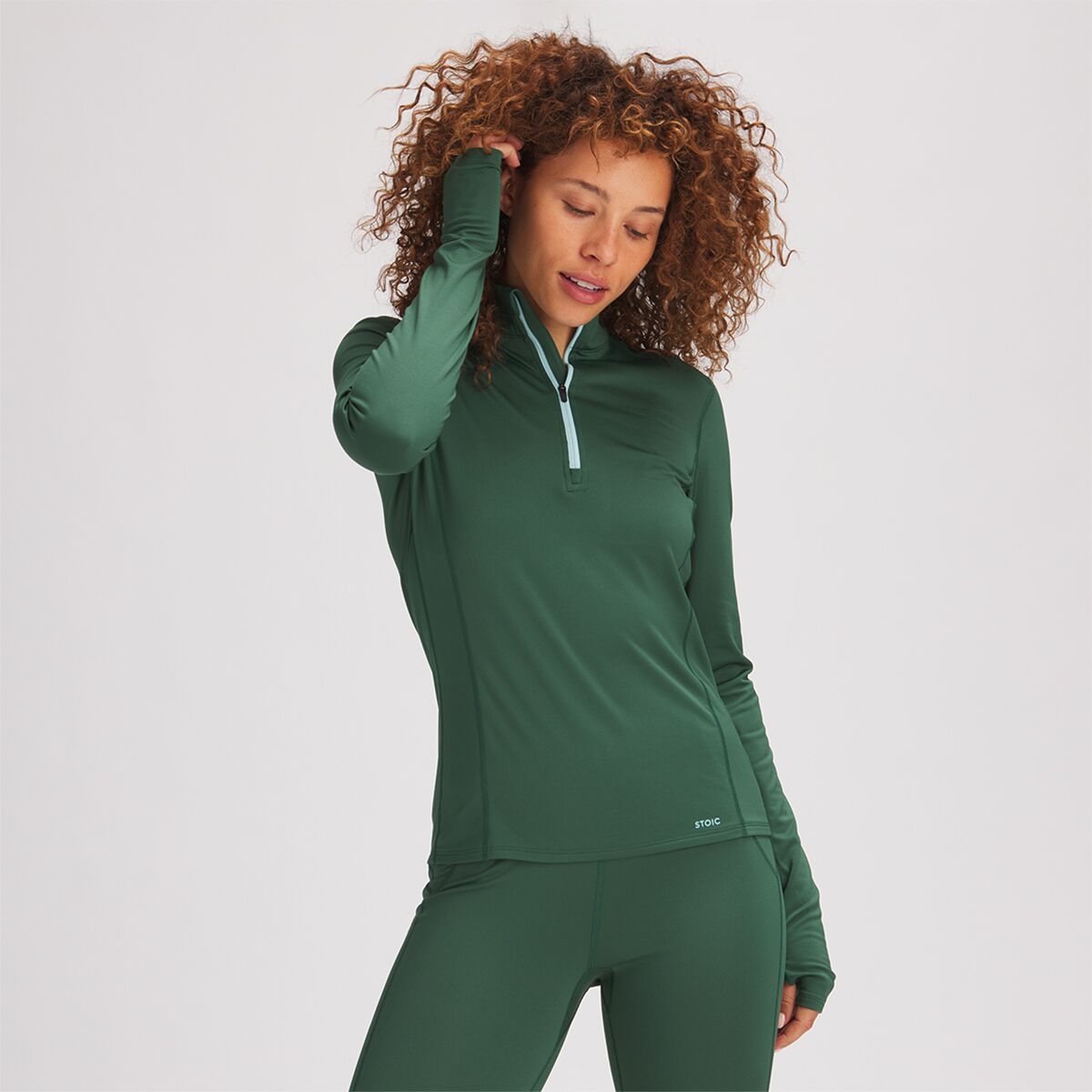 Stoic Lightweight Poly 1/4-Zip Baselayer Top - Women's Trekking Green, S
