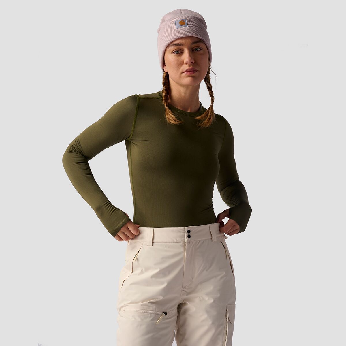 Stoic Lightweight Poly Crew Baselayer - Women's Olive Night, XL