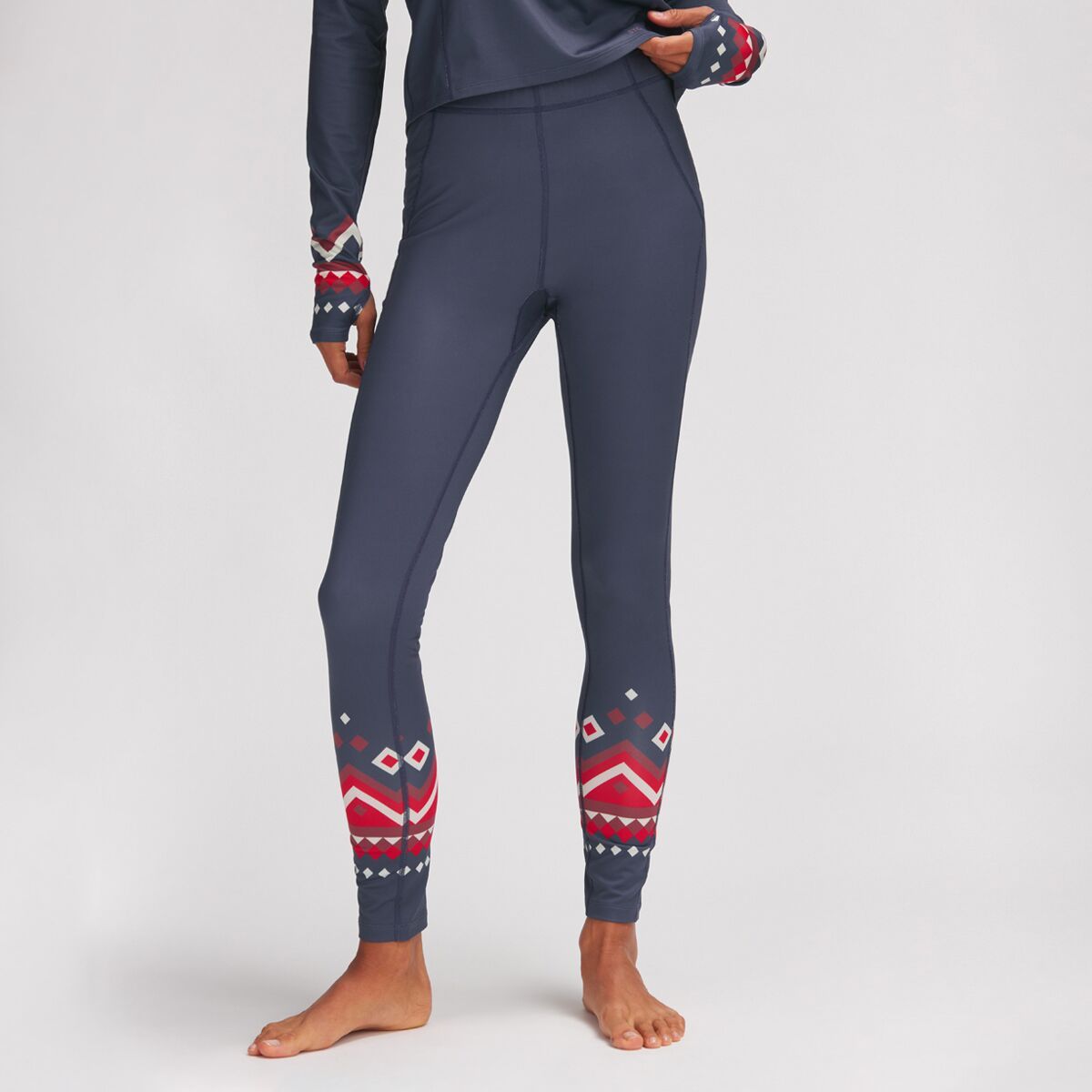 Stoic Lightweight Poly Baselayer Bottom - Women's Navy Fair Isle, S