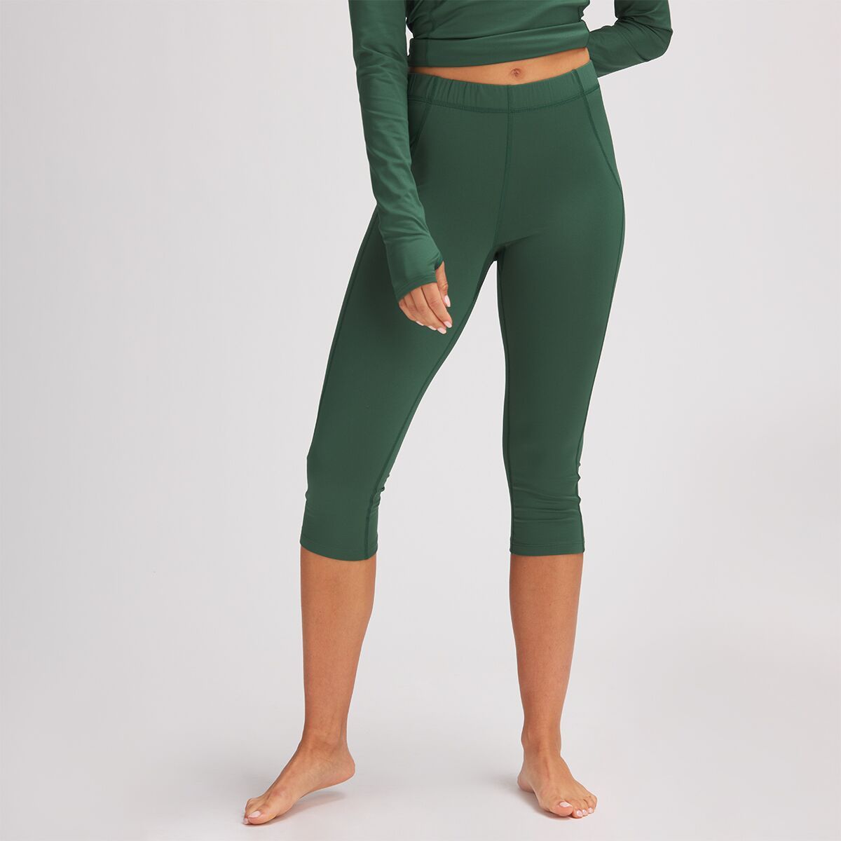 Stoic Lightweight Poly Calf-Length Baselayer Bottom - Women's Trekking Green, M