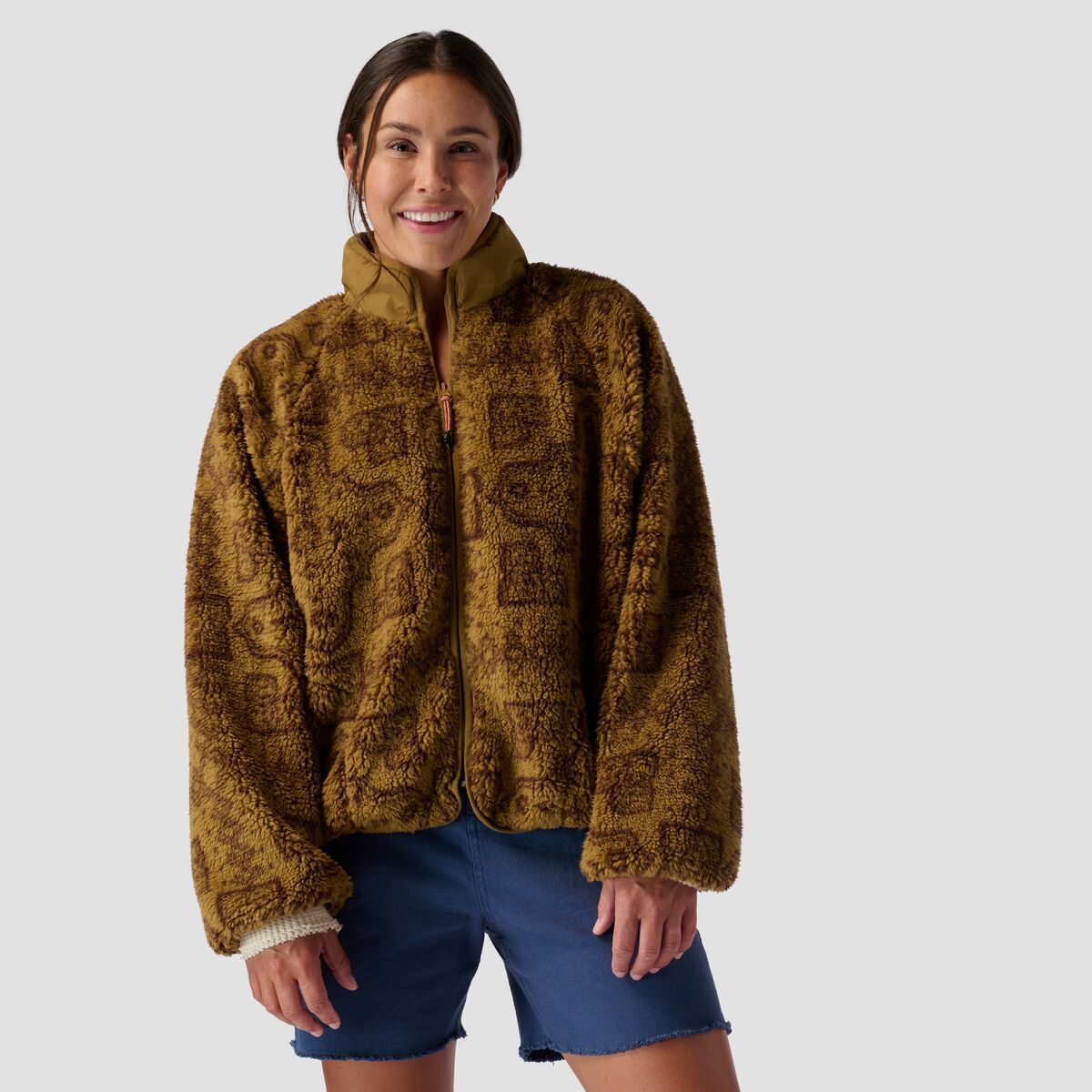 Stoic MTN High Pile Fleece Full-Zip Jacket - Women's Kelp Bandana Print, XL