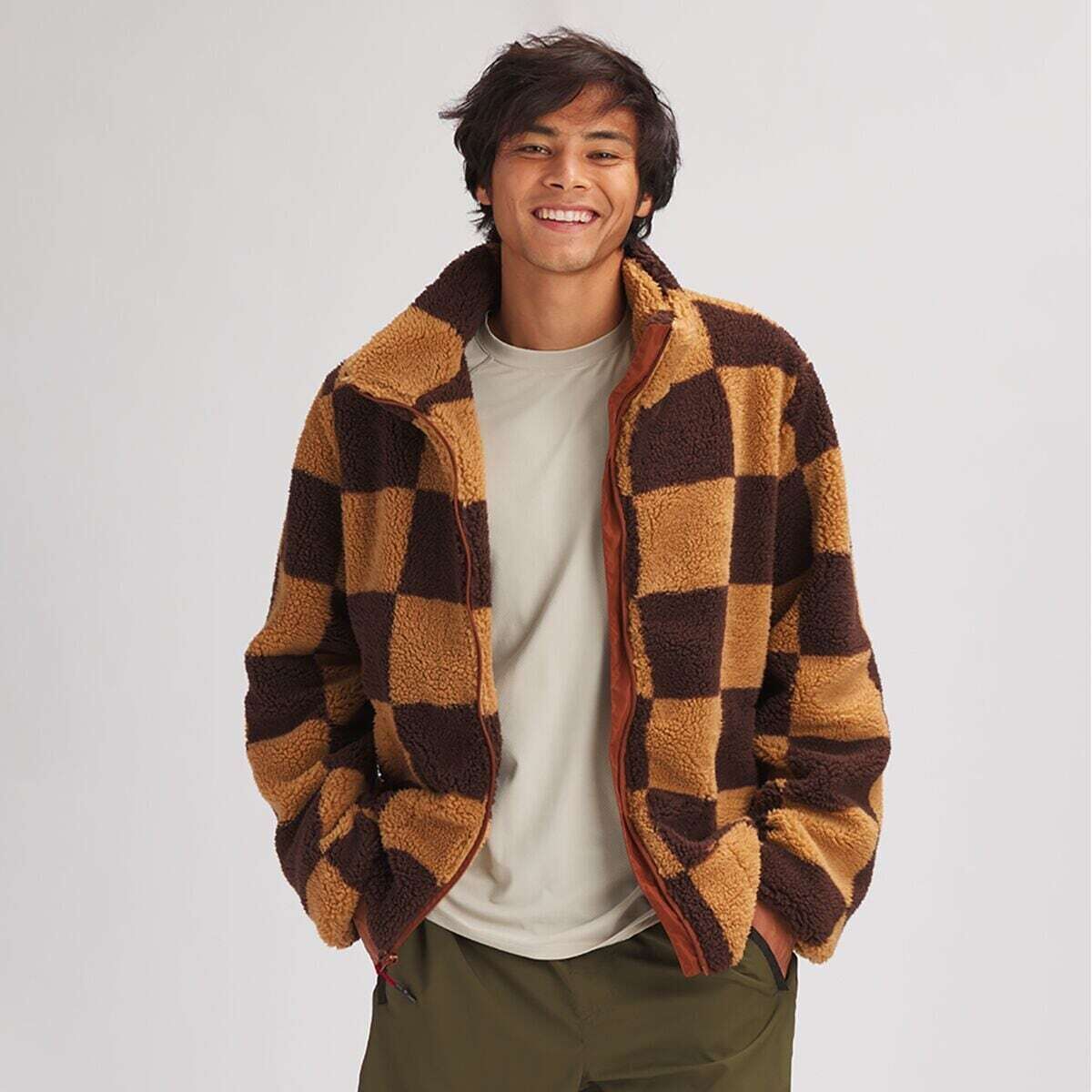 Stoic MTN Checker Sherpa Full-Zip Jacket - Men's Brown Checker, L