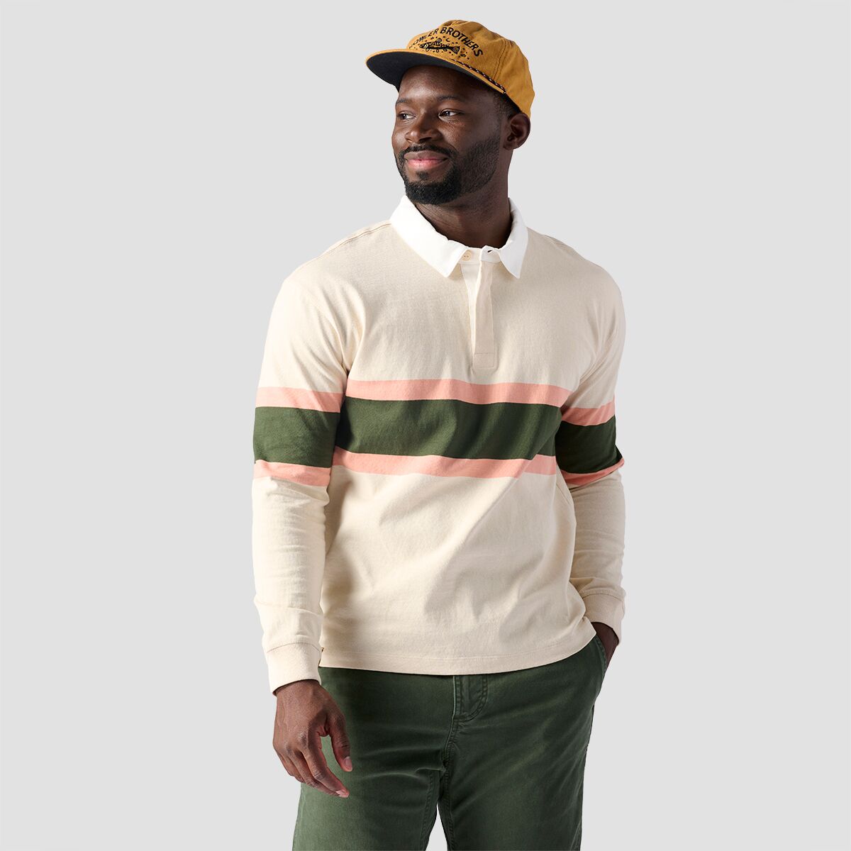 Stoic Stoic Long-Sleeve Rugby T-Shirt - Men's Sandshell Stripe, L