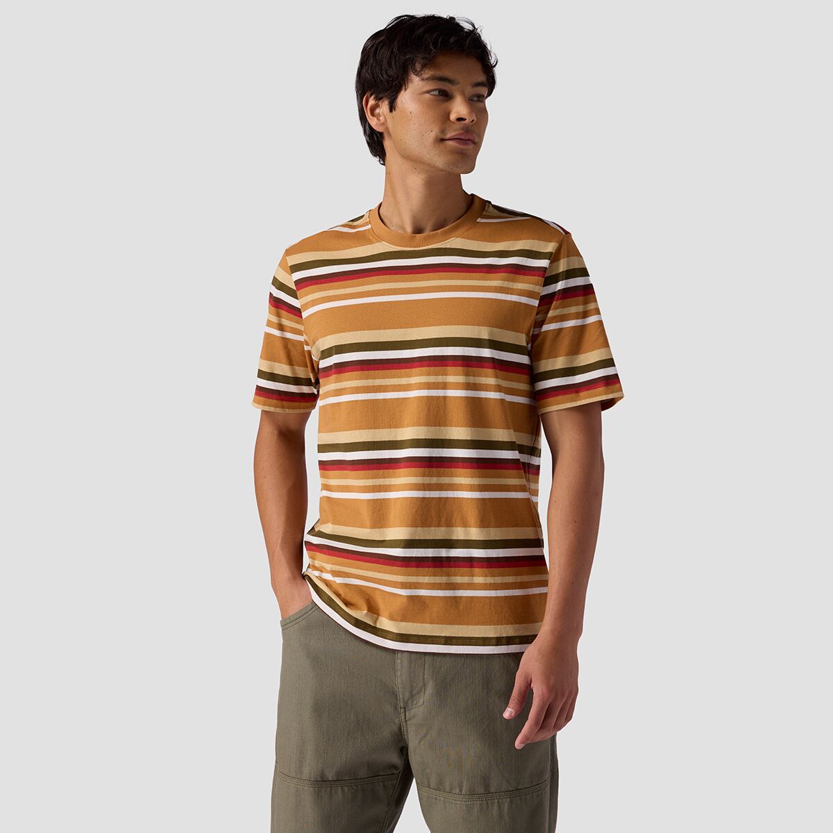 Stoic Short-Sleeve Striped T-Shirt - Men's Brown Sugar Stripe, XL