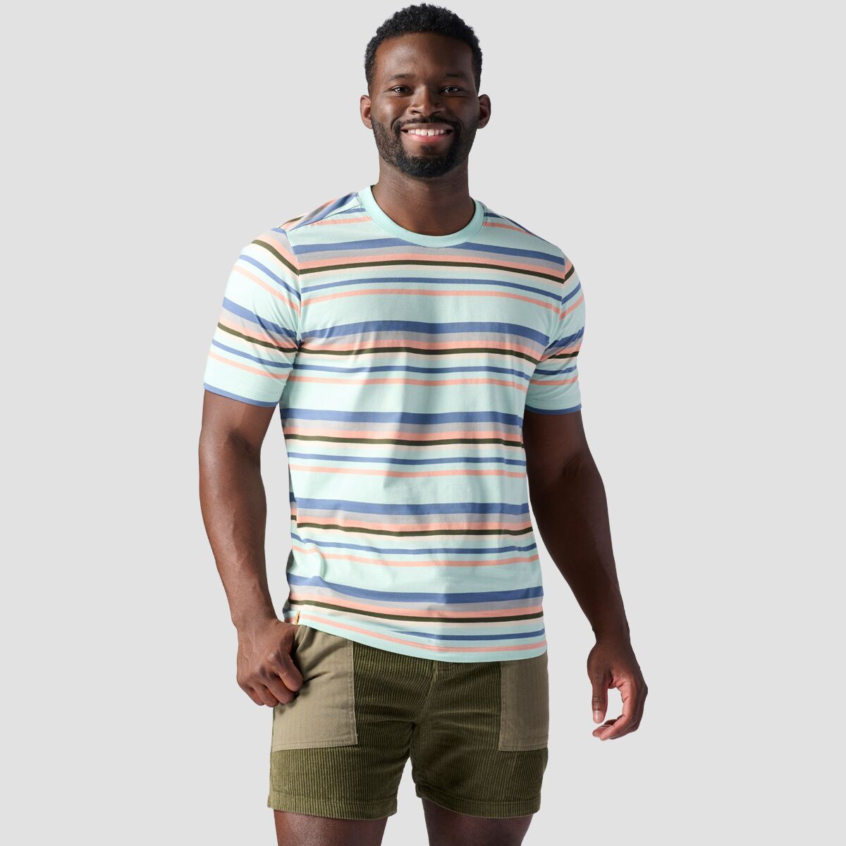Stoic Short-Sleeve Striped T-Shirt - Men's Eggshell Blue Stripe, M
