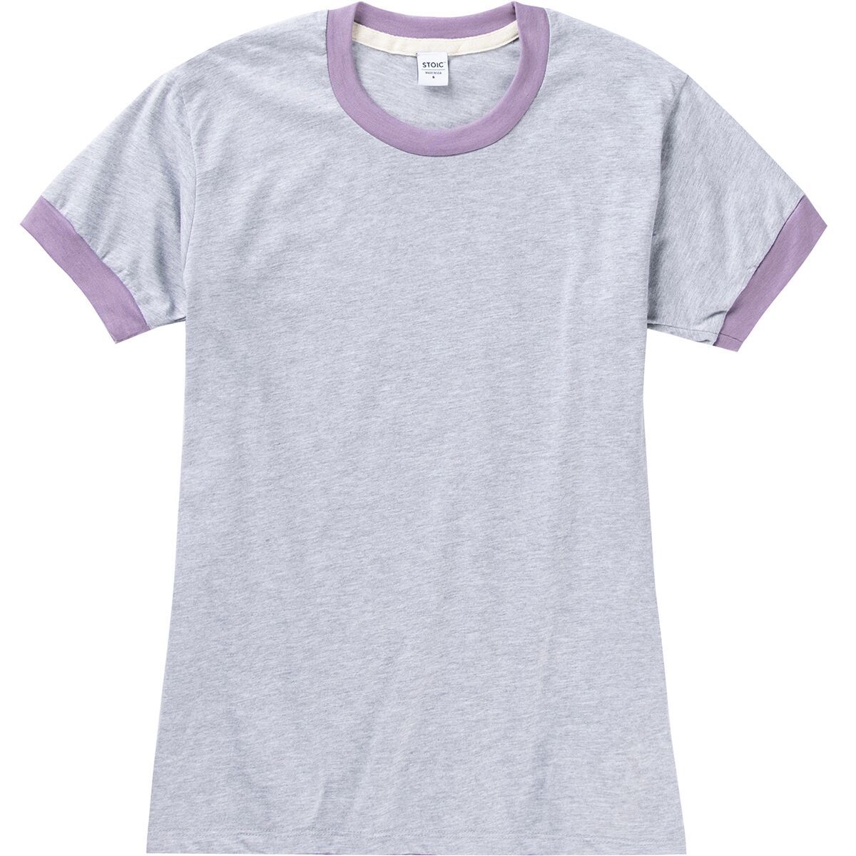 Backcountry Stoic Ringer Short-Sleeve T-Shirt - Women's Heather Grey/Lavender, L