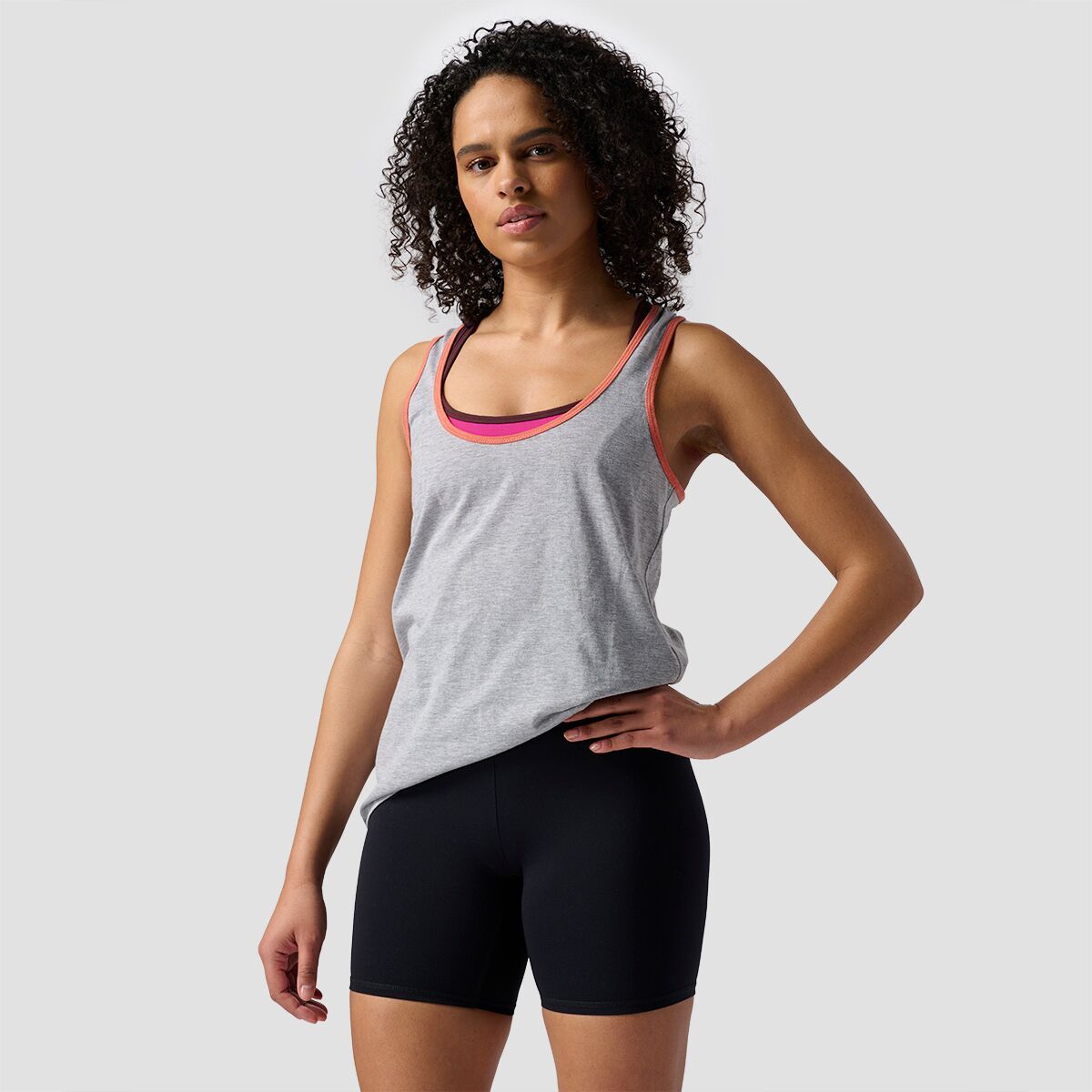 Stoic Ringer Tank Top - Women's Heather Grey/Copper, L