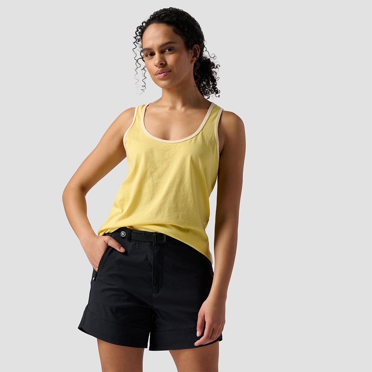 Stoic Ringer Tank Top - Women's Light Yellow/Cream, XS