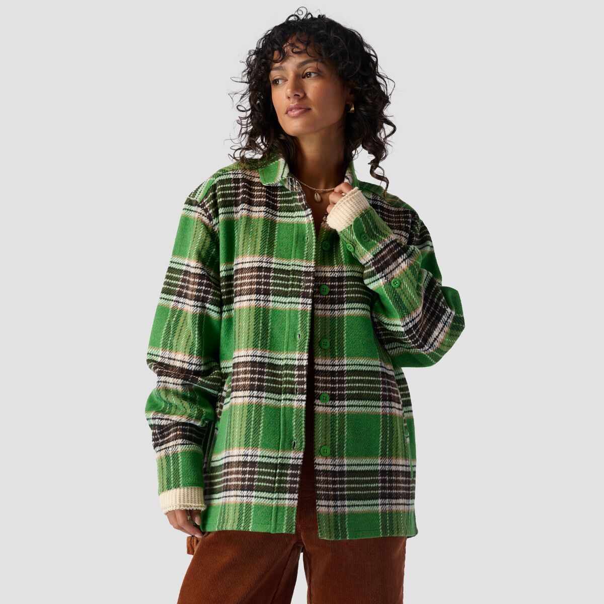 Stoic Flannel Shirt Jacket - Women's Green Plaid, M