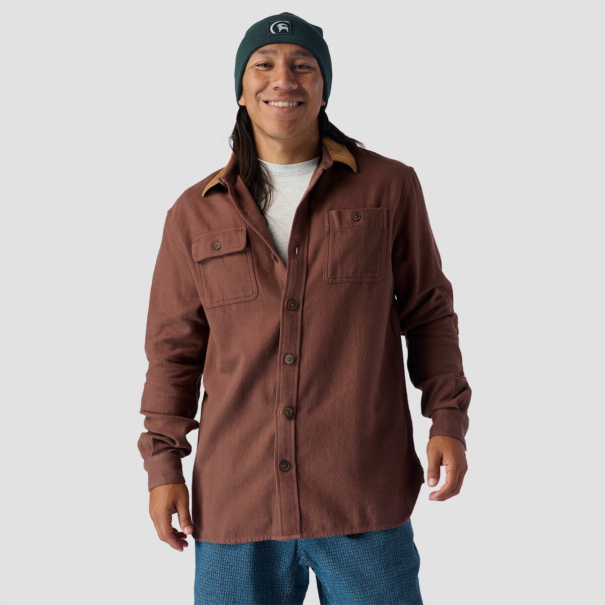 Stoic Brushed Flannel Button Down - Men's Downtown Brown, L