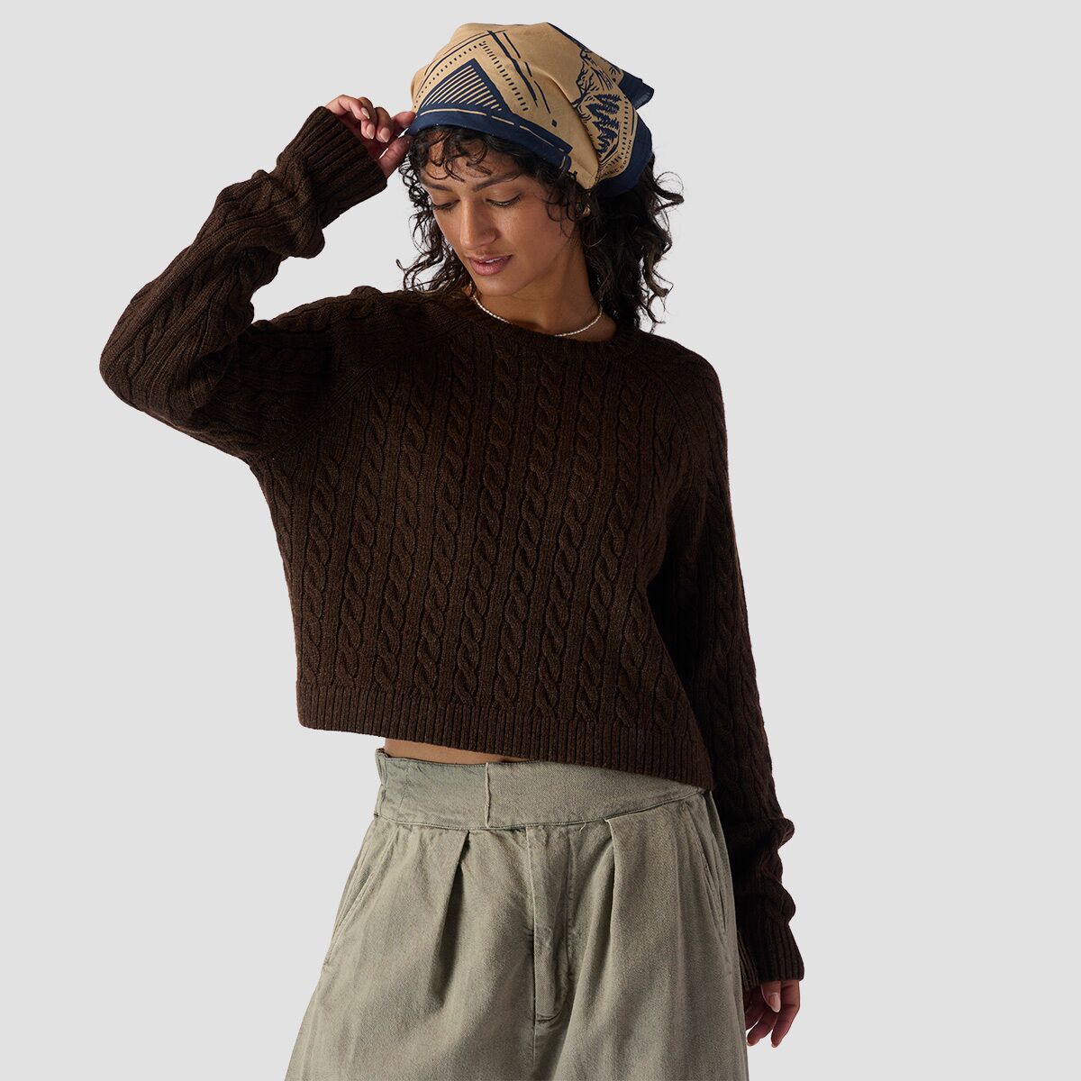 Stoic Cable Crewneck Sweater - Women's Downtown Brown, XL